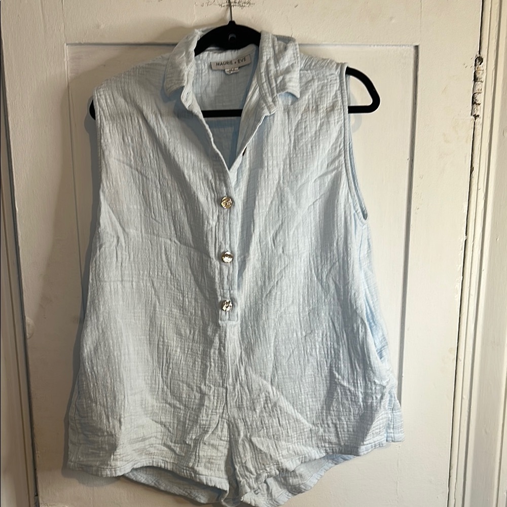 Maurie + Eve Light Blue Linen Romper